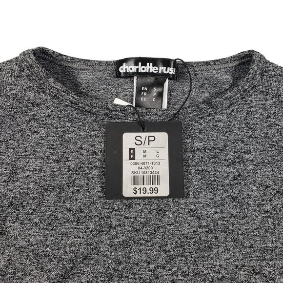 Women's Small Charlotte Russe Grey Crop Top Short Sleeve Grey NEW - Picture 3 of 4